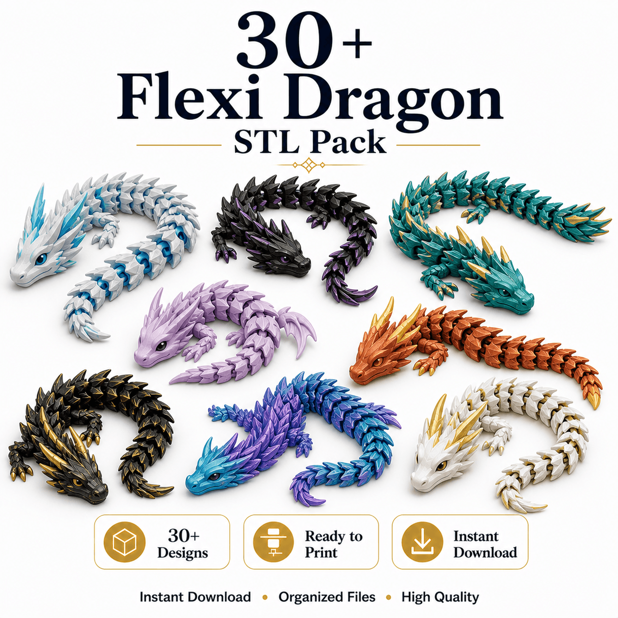30+ Flexi Dragon STL Pack